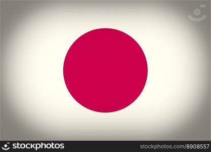 Retro look Flag of Japan. Vintage looking vignetted Japanese flag of Japan