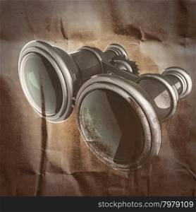 Retro metallic binocular painted on paper