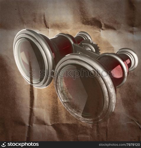 Retro metallic binocular painted on paper