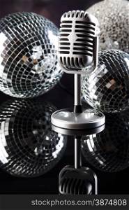 Retro microphone, music saturated concept
