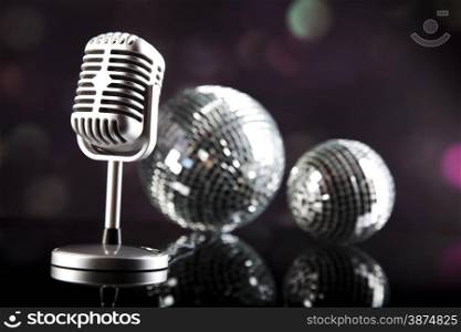 Retro microphone, music saturated concept