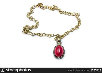 Retro necklace and pendant isolated on white