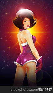 Retro Pin Up Space Girl