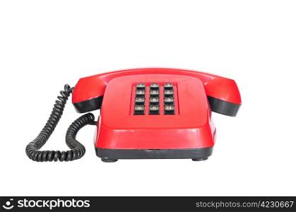 Retro red telephone from the 80&rsquo;s with buttons