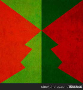 Retro style geometric Christmas tree, abstract grunge greeting card design.