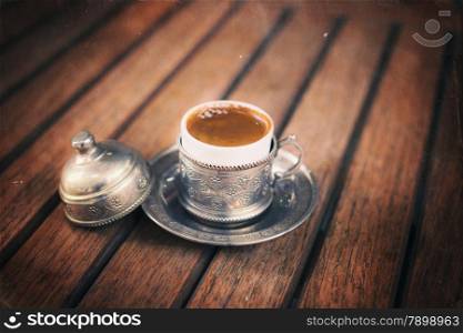 Retro style image of traditional turkish coffee