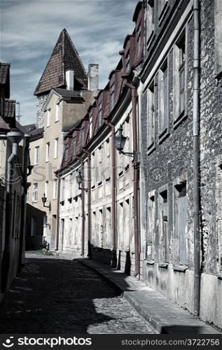 Retro style photo of old european street