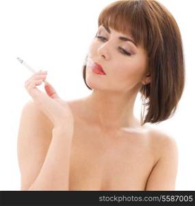 retro style picture of smoking lady with red lips