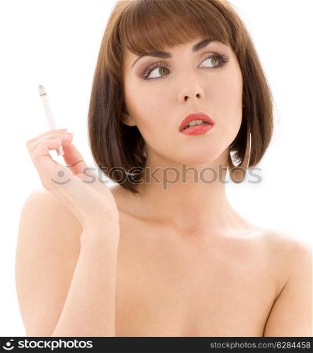 retro style picture of smoking lady with red lips