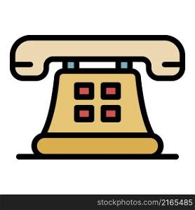 Retro telephone icon. Outline retro telephone vector icon color flat isolated. Retro telephone icon color outline vector