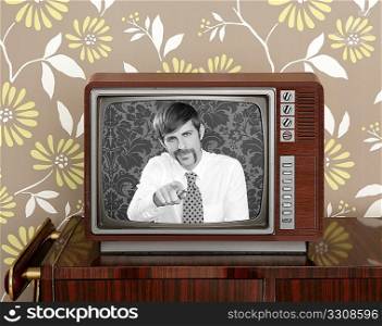 retro tv presenter mustache man wood television wallpaper