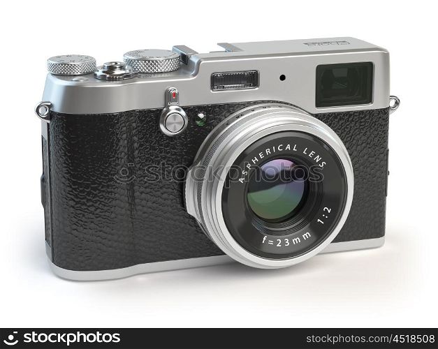 Retro vintage camera isolated on white. 3d illustration