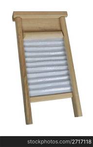 Retro wood and metal washboard used to wash clothing - path included