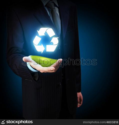 Reuse, reduce, recycle poster design. Include reuse symbol image