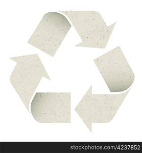 Reuse Symbol. Made from recycle paper texture, vector, EPS10, isolated.