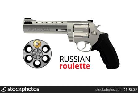 Revolver - russian roulette game - risk concept