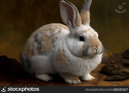 rex rabbit sitting near the rock