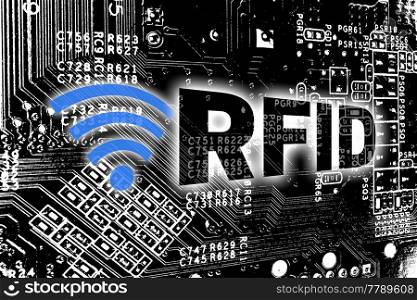 RFID with circuit board concept background.. RFID with circuit board concept background