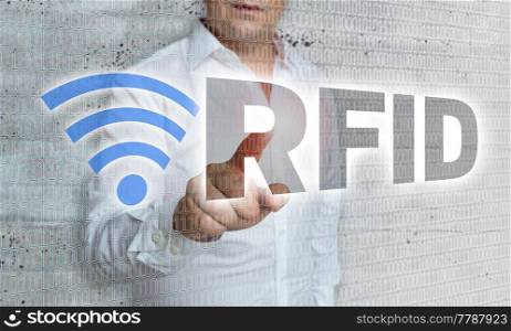 RFID with matrix and businessman concept.. RFID with matrix and businessman concept