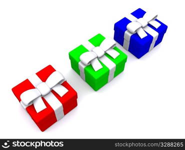 RGB gift boxes. 3D