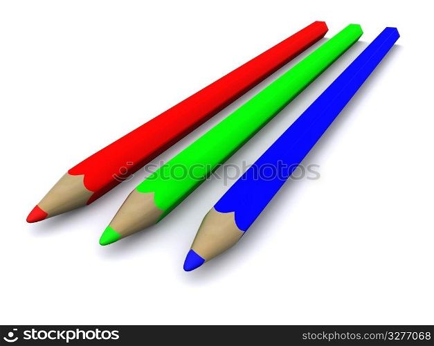 RGB pencils. 3D