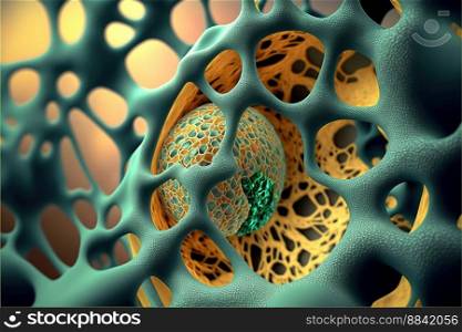 Rheumatoid Arthritis under microscope view. illustration created by generative AI