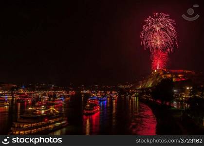 Rhine in Flames. firework display of Rhine in Flames in Koblenz 2013