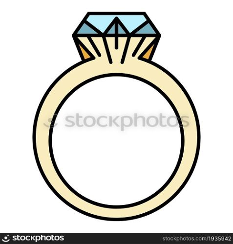 Rhinestone ring icon. Outline rhinestone ring vector icon color flat isolated. Rhinestone ring icon color outline vector