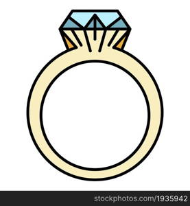 Rhinestone ring icon. Outline rhinestone ring vector icon color flat isolated. Rhinestone ring icon color outline vector