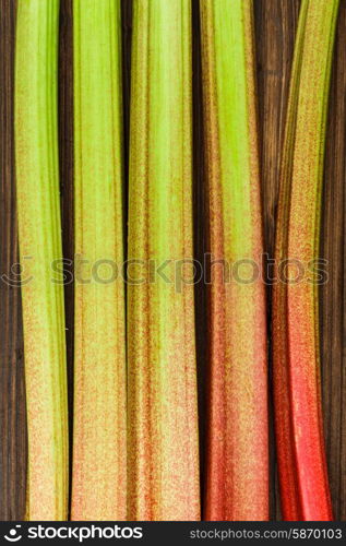 rhubarb close up on the wooden background