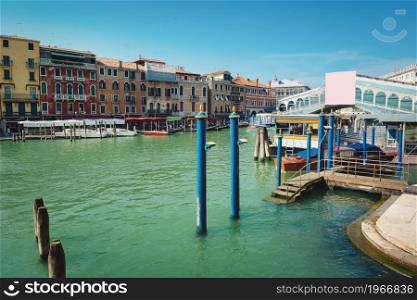 Rialto bridge and gondolas in Venice, Italy