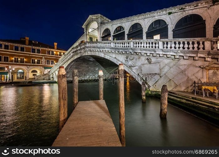 Rialto Bridge and Grand Canal in the Evening, Venice, Italy