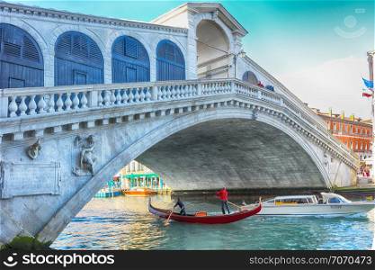 Rialto Bridge is one of the four bridges spanning the Grand Canal