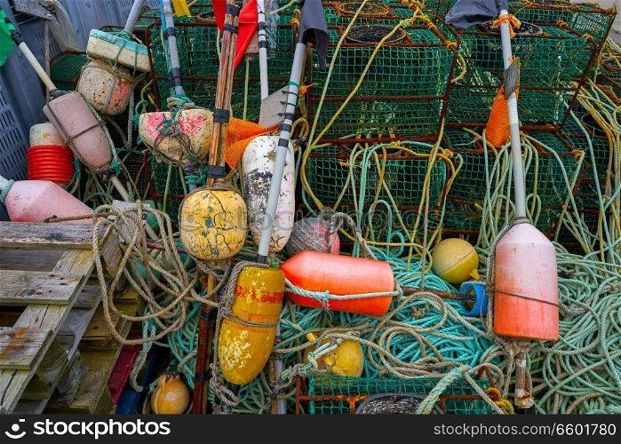 Ribadesella Asturias fishing tacke in port at Spain
