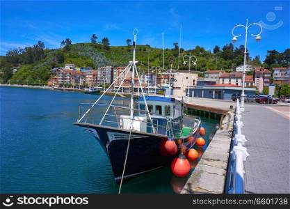 Ribadesella port fisherboat in Asturias of Spain