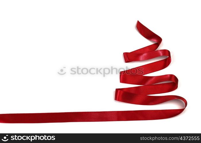 Ribbon christmas tree isolated on white background