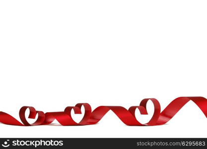Ribbon hearts isolated on white frame, Valentines day design