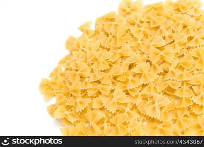 ribbon shaped pasta isolated on white background