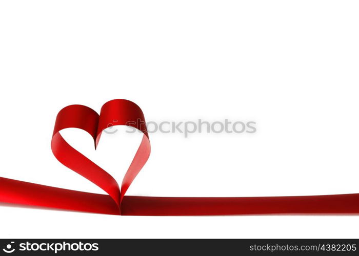 Ribbons shaped as hearts on white, valentines day concept