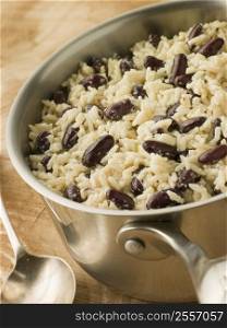 Rice and Beans in a Saucepan