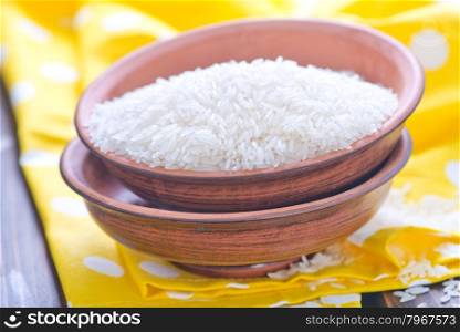 rice in bowl and on a table
