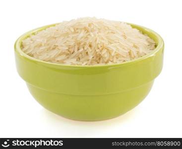 rice in bowl isolated on white background