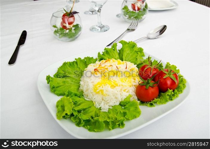 Rice pilaff in the plate