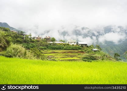Rice terrace and village in Cordillera mountains, Philippines