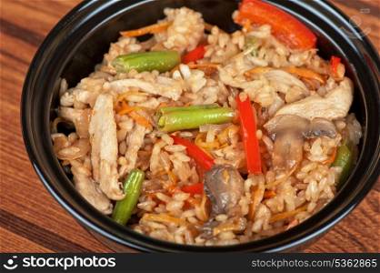 Rice with chicken and vegetable