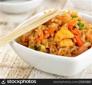 Rice With Chicken And Vegetables, Close Up