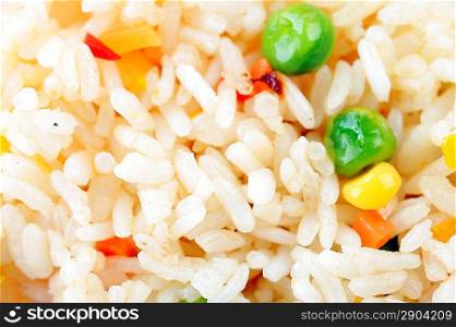 rice with different vegertables close up