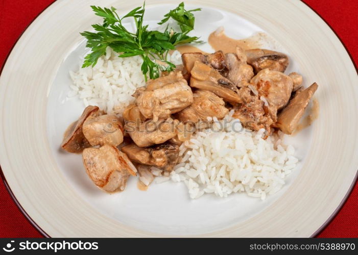 rice with meat and greens - tasty dish