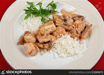 rice with meat and greens - tasty dish