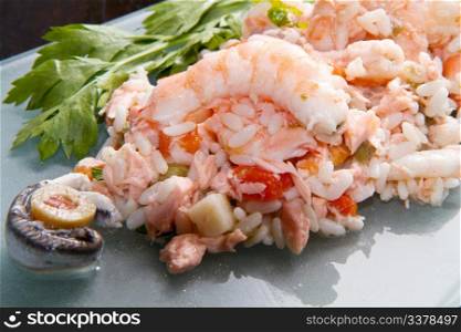 rice with salmon and prawns